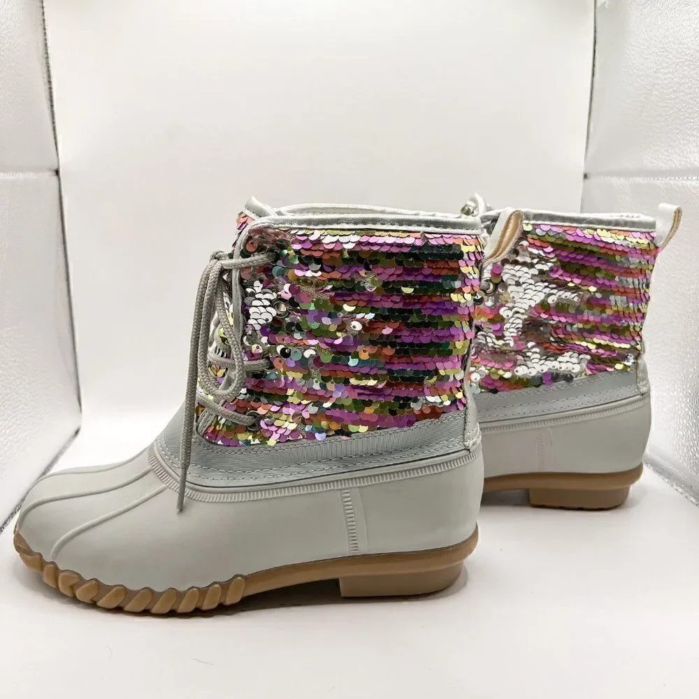 Olivia Miller Girls Flip Sequin Duck Boots, Size 2